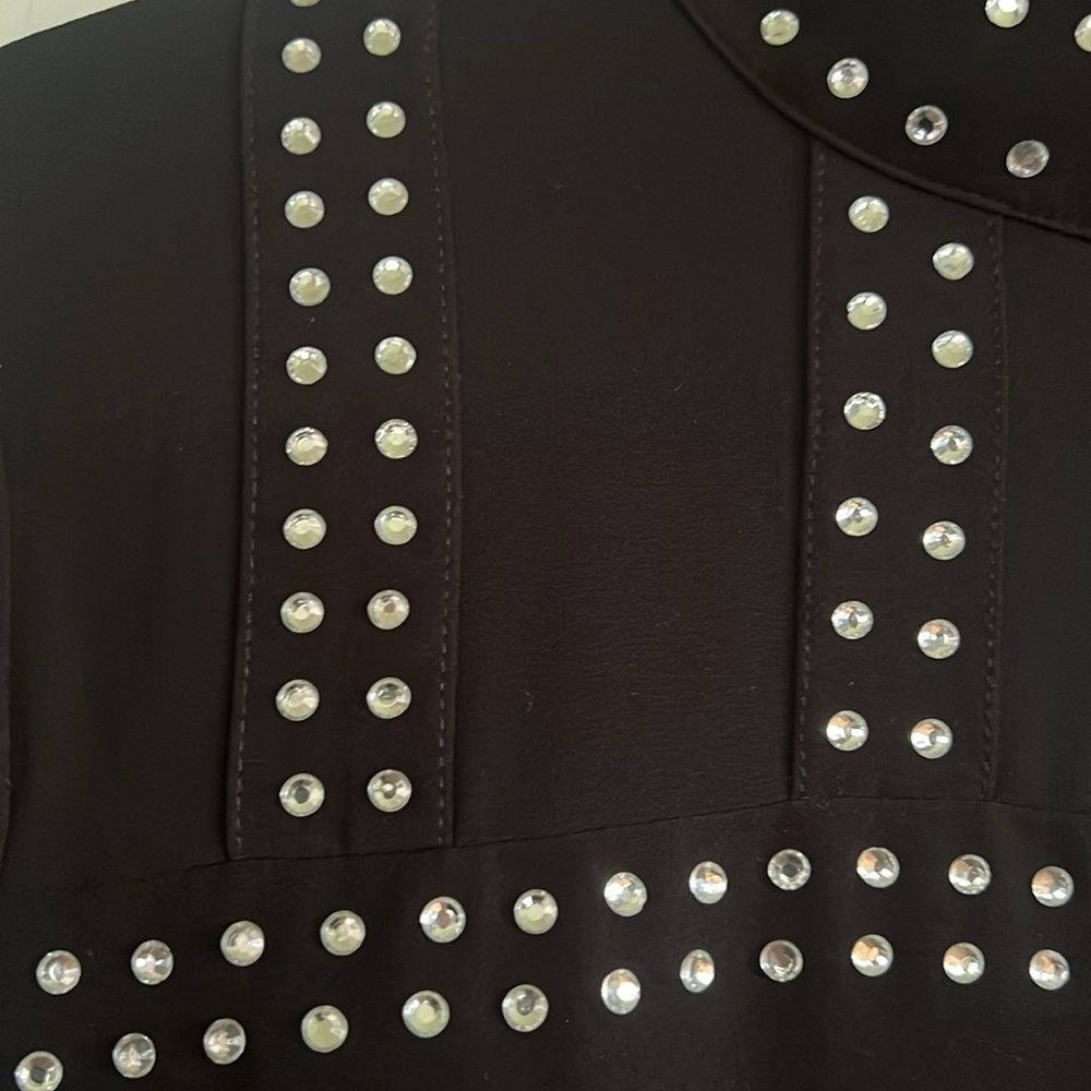 Chic Black Dress with Silver Beaded Accents - Picture 3 of 5
